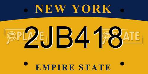 2JB418 New York License Plate