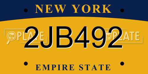 2JB492 New York License Plate