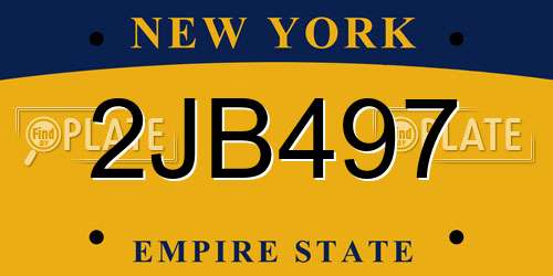 2JB497 New York License Plate