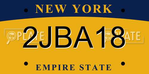 2JBA18 New York License Plate
