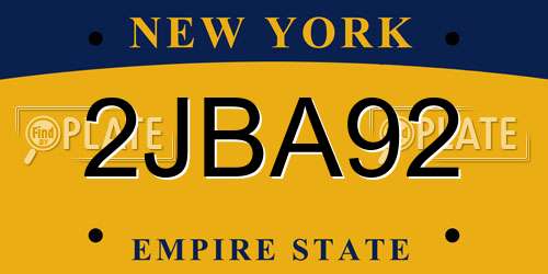 2JBA92 New York License Plate