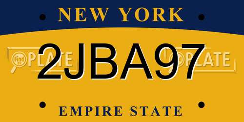 2JBA97 New York License Plate