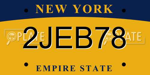 2JEB78 New York License Plate
