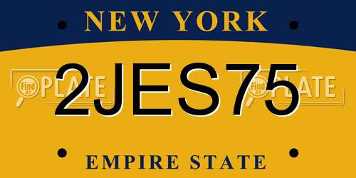2JES75 New York License Plate