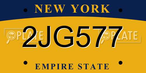 2JG577 New York License Plate