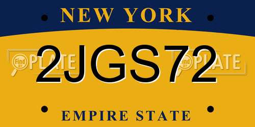 2JGS72 New York License Plate