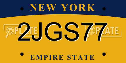 2JGS77 New York License Plate