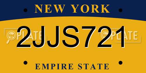 2JJS721 New York License Plate