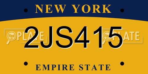 2JS415 New York License Plate