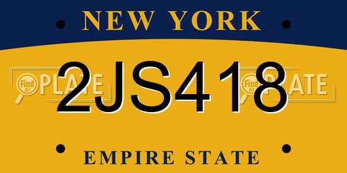 2JS418 New York License Plate