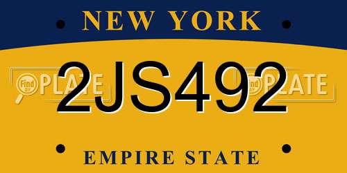 2JS492 New York License Plate