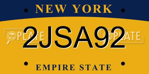 2JSA92 New York License Plate