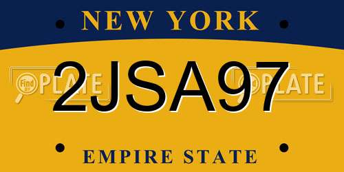 2JSA97 New York License Plate