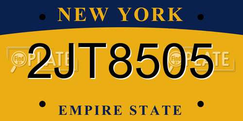 2JT8505 New York License Plate