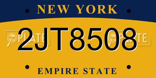 2JT8508 New York License Plate