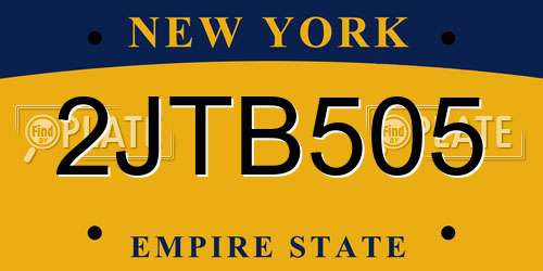 2JTB505 New York License Plate