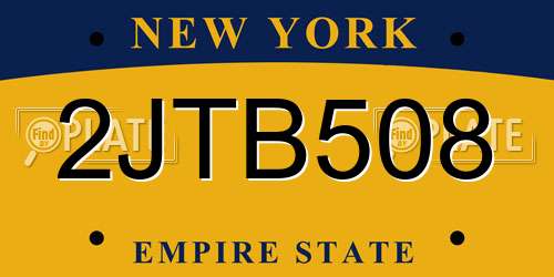 2JTB508 New York License Plate