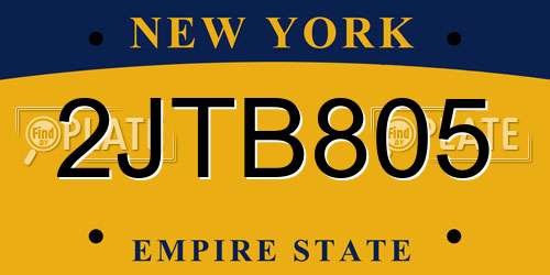 2JTB805 New York License Plate