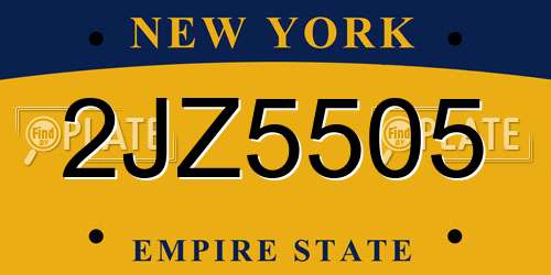 2JZ5505 New York License Plate
