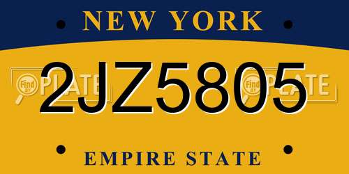 2JZ5805 New York License Plate