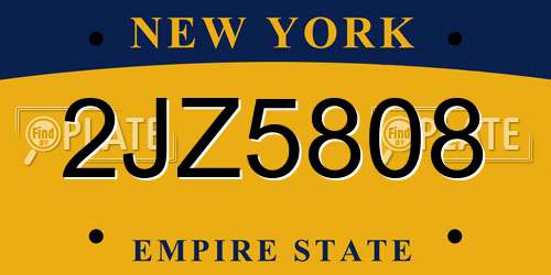 2JZ5808 New York License Plate