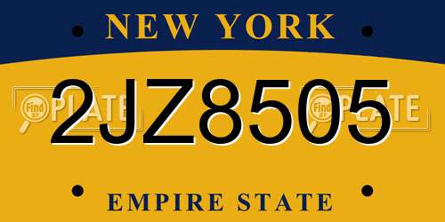 2JZ8505 New York License Plate
