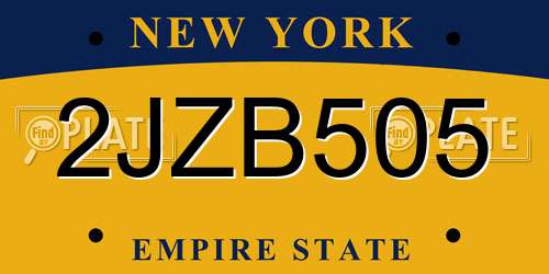 2JZB505 New York License Plate