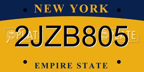 2JZB805 New York License Plate