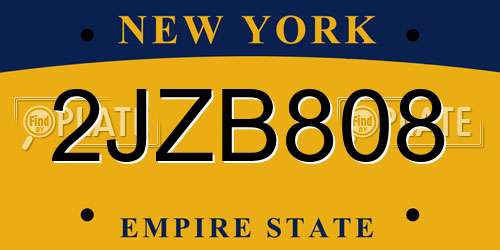 2JZB808 New York License Plate