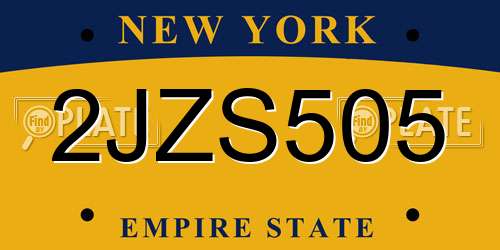 2JZS505 New York License Plate