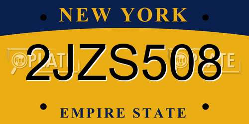 2JZS508 New York License Plate