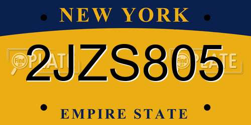 2JZS805 New York License Plate