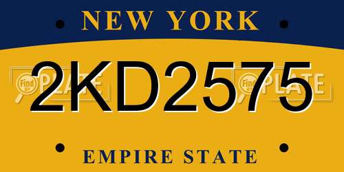 2KD2575 New York License Plate