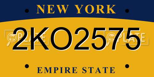 2KO2575 New York License Plate