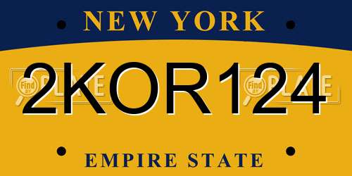 2KOR124 New York License Plate