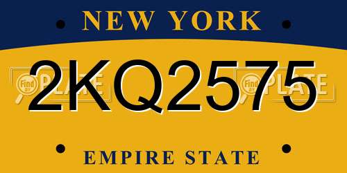 2KQ2575 New York License Plate
