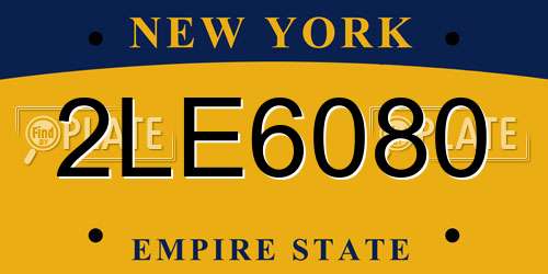 2LE6080 New York License Plate
