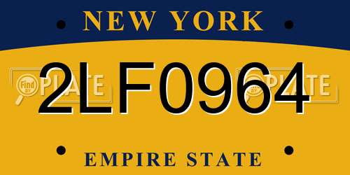 2LF0964 New York License Plate