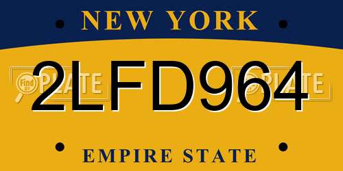 2LFD964 New York License Plate