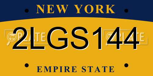 2LGS144 New York License Plate