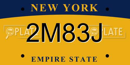 2M83J New York License Plate