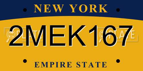 2MEK167 New York License Plate
