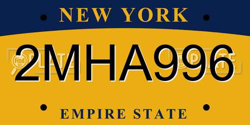 2MHA996 New York License Plate