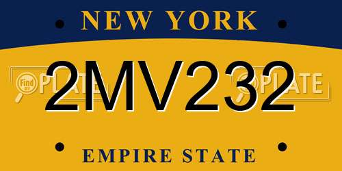 2MV232 New York License Plate