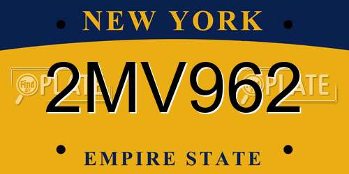 2MV962 New York License Plate