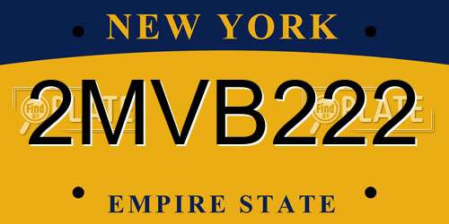 2MVB222 New York License Plate