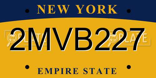 2MVB227 New York License Plate