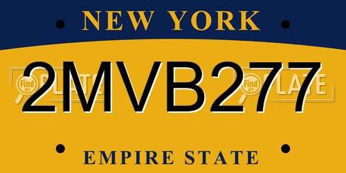 2MVB277 New York License Plate