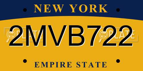 2MVB722 New York License Plate