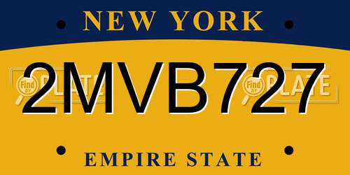 2MVB727 New York License Plate